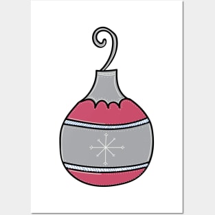 Whimsical Holiday Ball Ornament Illustration Posters and Art